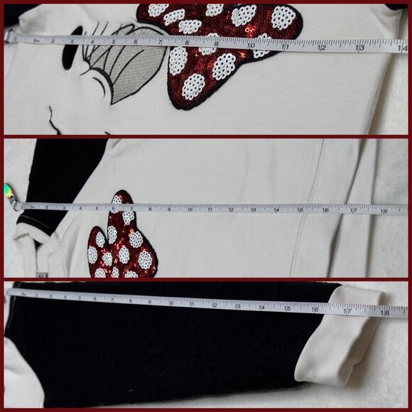 Disney Parks Minnie Mouse Sequins White Black Raglan Long Sleeve Girls Size XS - Picture 8 of 8